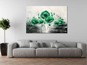 Ručně malovaný obraz Zelené Vlčí máky Rozměry: 120 x 80 cm
