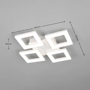 Reality Leuchten LED stropní svítidlo Cemi, hranaté, bílé, plast, 4 000 K, Bílá / opál, Kuchyň, Plast, Moderní