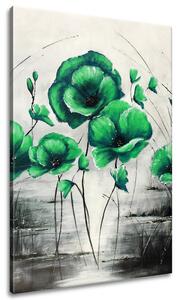 Ručně malovaný obraz Zelené Vlčí máky Rozměry: 120 x 80 cm