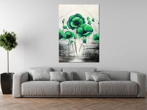 Ručně malovaný obraz Zelené Vlčí máky Rozměry: 70 x 100 cm