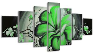 Ručně malovaný obraz Zelená živá krása - 7 dílný Rozměry: 210 x 100 cm