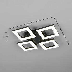 Reality Leuchten LED stropní svítidlo Cemi, hranaté, černé, plast, 4 000 K, Černá, Kuchyň, Plast, Moderní