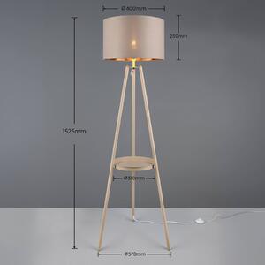 Reality Leuchten Stojací lampa Colette, béžová, třínohá, kov, látka, E27, Krémová / jantar, Obývací pokoj / jídelna, kov, Moderní