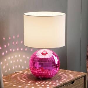 Reality Leuchten Stolní lampa Glitza růžová/bílá, textil, plast, E14, Fialová / růžová / barva růže, Obývací pokoj / jídelna, Plast, Moderní