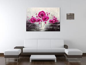 Ručně malovaný obraz Růžové Vlčí máky Rozměry: 100 x 70 cm