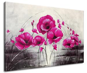 Ručně malovaný obraz Růžové Vlčí máky Rozměry: 100 x 70 cm