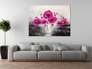 Ručně malovaný obraz Růžové Vlčí máky Rozměry: 120 x 80 cm