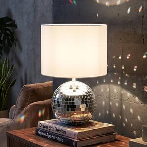 Reality Leuchten Stolní lampa Glitza, chrom/bílá, textil, plast, E14, Chrom / stříbro, Obývací pokoj / jídelna, Plast, Moderní