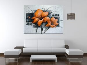 Ručně malovaný obraz Nádherné oranžové Vlčí máky Rozměry: 100 x 70 cm