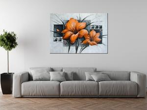 Ručně malovaný obraz Nádherné oranžové Vlčí máky Rozměry: 70 x 100 cm