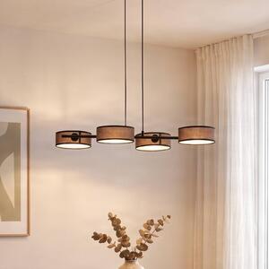 EMIBIG LIGHTING Závěsné světlo Drumz 4, hnědé, látka/ocel, délka 80 cm, E14, stmívatelný, Hnědá / rez, Obývací pokoj / jídelna, kov, Moderní