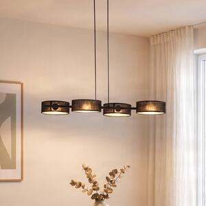 EMIBIG LIGHTING Závěsné světlo Drumz 4, černé, látka/ocel, délka 80 cm, E14, stmívatelný, Černá, Obývací pokoj / jídelna, kov, Moderní
