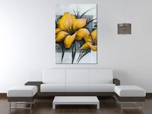 Ručně malovaný obraz Nádherné žluté Vlčí máky Rozměry: 120 x 80 cm