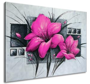Ručně malovaný obraz Nádherné růžové Vlčí máky Rozměry: 120 x 80 cm