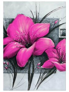 Ručně malovaný obraz Nádherné růžové Vlčí máky Rozměry: 70 x 100 cm