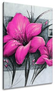 Ručně malovaný obraz Nádherné růžové Vlčí máky Rozměry: 120 x 80 cm