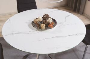 Kulatý jídelní stůl AUGUSTIN - bílý mramor / chrom