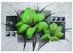 Ručně malovaný obraz Nádherné zelené Vlčí máky Rozměry: 120 x 80 cm