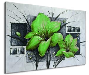 Ručně malovaný obraz Nádherné zelené Vlčí máky Rozměry: 100 x 70 cm