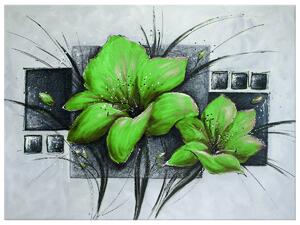 Ručně malovaný obraz Nádherné zelené Vlčí máky Rozměry: 70 x 100 cm
