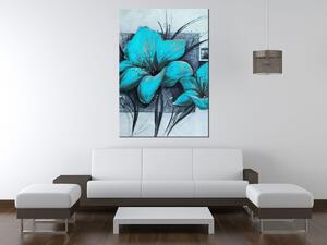 Ručně malovaný obraz Nádherné modré Vlčí máky Rozměry: 70 x 100 cm