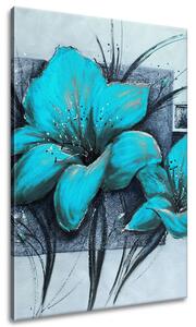 Ručně malovaný obraz Nádherné modré Vlčí máky Velikost: 70 x 100 cm