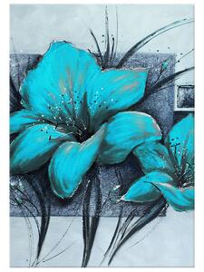 Ručně malovaný obraz Nádherné modré Vlčí máky Rozměry: 100 x 70 cm