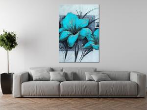 Ručně malovaný obraz Nádherné modré Vlčí máky Rozměry: 120 x 80 cm