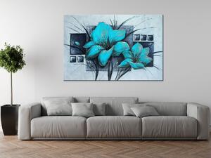 Ručně malovaný obraz Nádherné modré Vlčí máky Rozměry: 100 x 70 cm