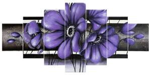 Ručně malovaný obraz Tajemný fialový Vlčí mák - 7 dílný Rozměry: 210 x 100 cm