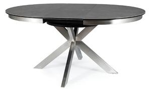 Rozkládací jídelní stůl JUSTIAN - tmavě šedý / kartáčovaná ocel