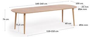 Jídelní stůl quio 160 (260) x 100 cm dubový