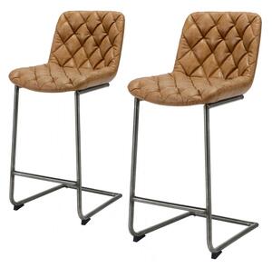 Barová židle Dirk - set 2 ks Wax PU cowhide brown