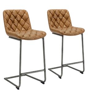 Barová židle Dirk - set 2 ks Wax PU cowhide brown