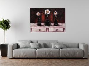 Ručně malovaný obraz Kopretinové červené trio Rozměry: 100 x 70 cm