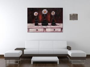 Ručně malovaný obraz Kopretinové červené trio Rozměry: 70 x 100 cm