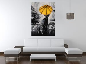 Ručně malovaný obraz Žlutý polibek v dešti Rozměry: 70 x 100 cm