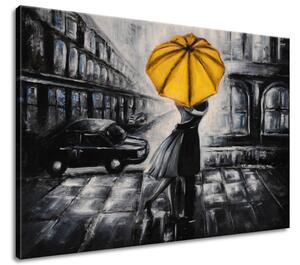 Ručně malovaný obraz Žlutý polibek v dešti Rozměry: 120 x 80 cm