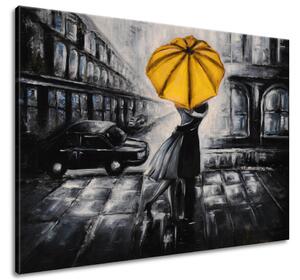 Ručně malovaný obraz Žlutý polibek v dešti Velikost: 115 x 85 cm