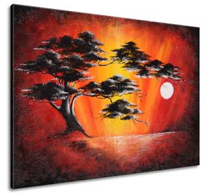 Ručně malovaný obraz Masivní strom při západu slunce Velikost: 115 x 85 cm