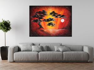 Ručně malovaný obraz Masivní strom při západu slunce Rozměry: 120 x 80 cm