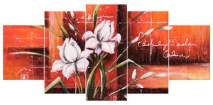 Ručně malovaný obraz Rozkvetlý tulipán - 5 dílný Rozměry: 150 x 70 cm