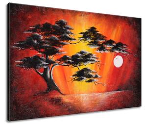 Ručně malovaný obraz Masivní strom při západu slunce Velikost: 120 x 80 cm