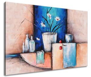 Ručně malovaný obraz Kopretiny v květináči Rozměry: 115 x 85 cm