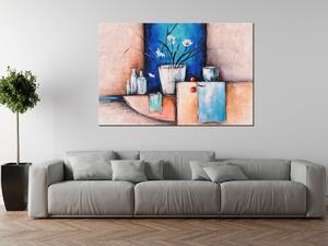 Ručně malovaný obraz Kopretiny v květináči Rozměry: 115 x 85 cm
