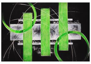 Ručně malovaný obraz Zelené linie Rozměry: 120 x 80 cm
