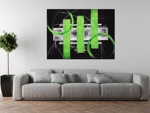Ručně malovaný obraz Zelené linie Rozměry: 120 x 80 cm