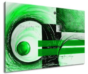 Ručně malovaný obraz Zelené tvary Velikost: 120 x 80 cm