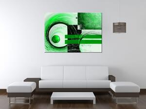 Ručně malovaný obraz Zelené tvary Rozměry: 120 x 80 cm