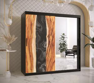 Šatní skříň Abi Zywica 2 Barva korpusu: Černá, Rozměry: 180 cm, Dveře: Zywica + zrcadlo